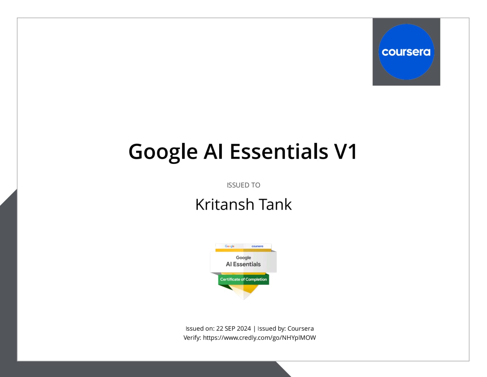 Google AI Essentials V1