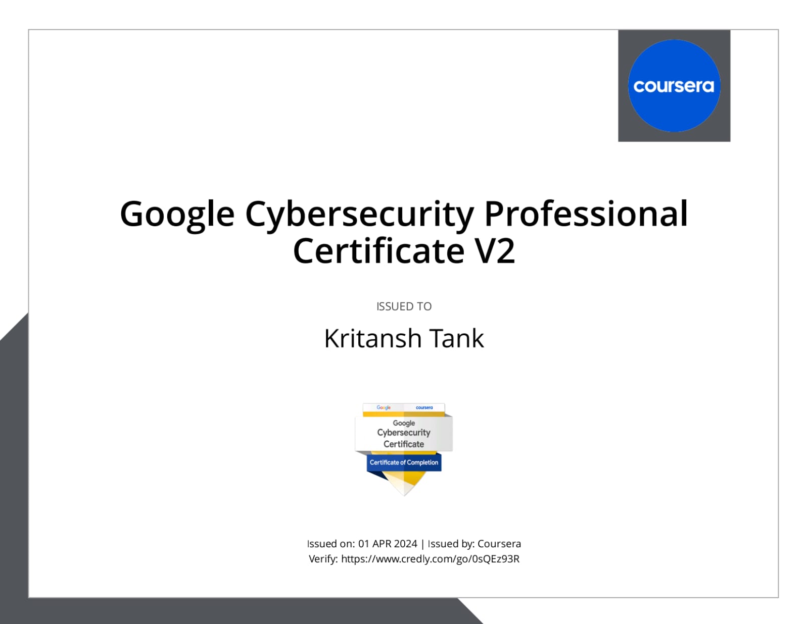 Google Cybersecurity Professional Certificate V2